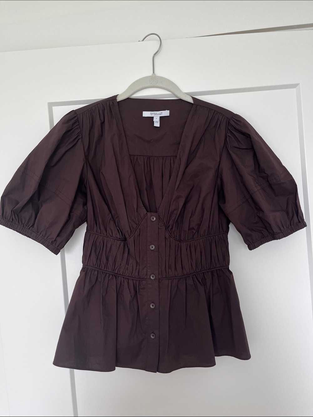 Derek Lam 10 Crosby Brown Poplin Top